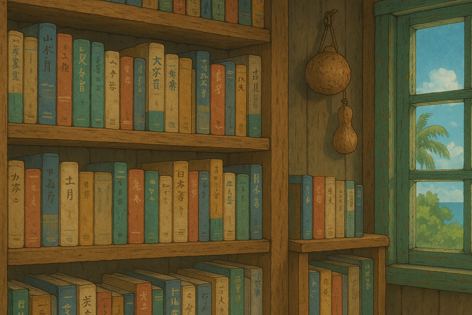 本棚の様子 - 丁寧に並べられた書籍たち